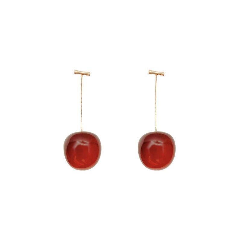 Long Cherry Fruit Earrings for Women, 925 Silver Needle