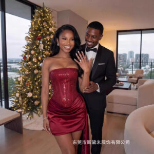 SDM211 Elegant Rhinestone Sparkling Sexy Bodycon Short Dress Party Dress Hot Girl Versatile New Arrival