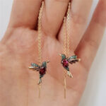 Bold Hummingbird Wings Bird Earrings in Red & Blue Plated Alloy