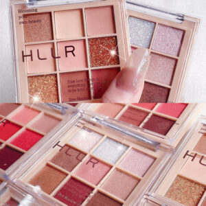 New 9-color eyeshadow nine square grid glitter sequins fine glitter earth color pearlescent matte nine-color eyeshadow palette vibrato live