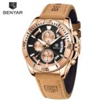 Accurate Quartz Mens Watch with Half-Fan Calendar & Folding Clasp