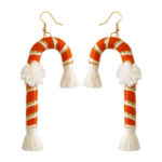 Boho Green Tassel Earrings for Women, Cotton Thread Long Drop