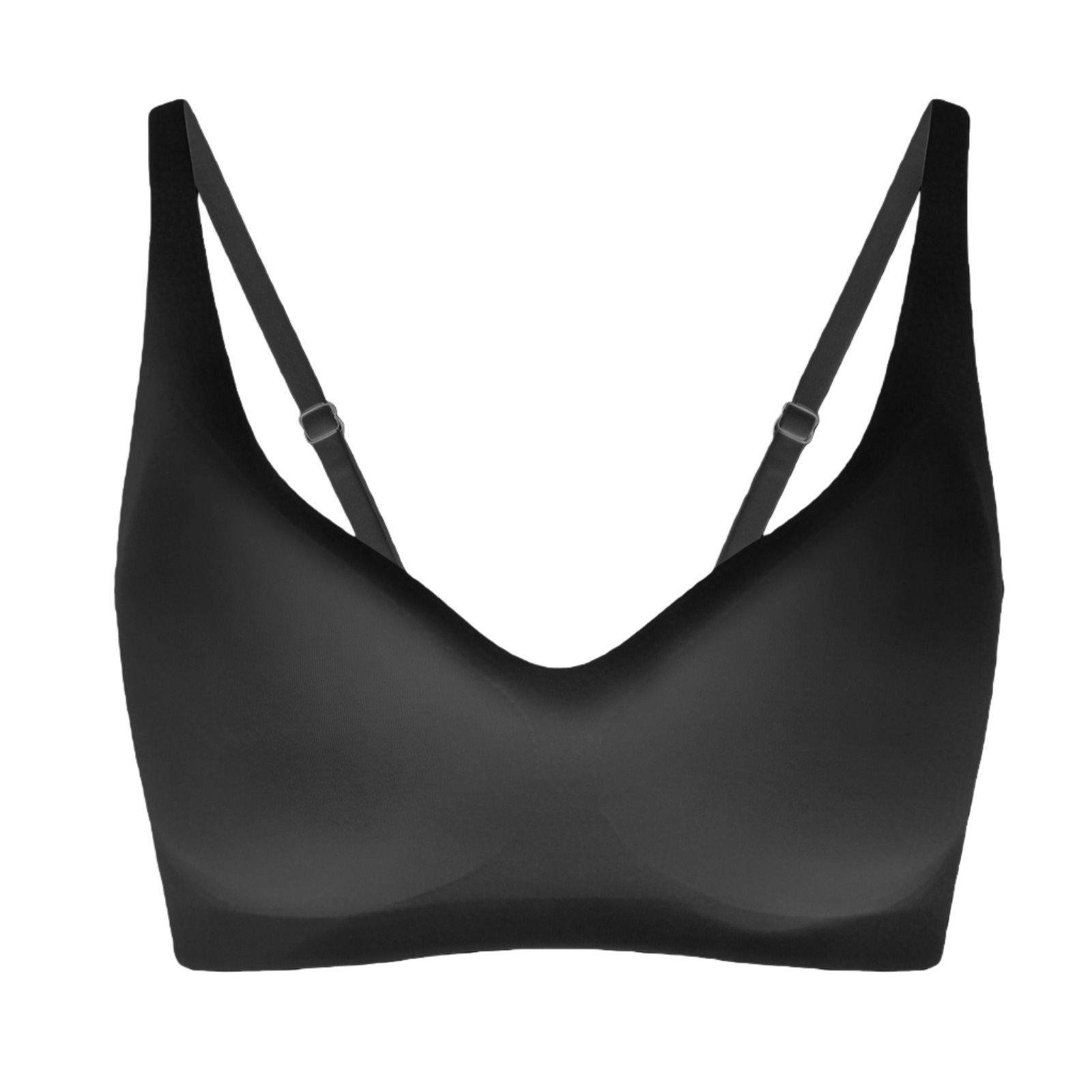 Seamless Push-Up Wire-Free Bra with Side Support, Black