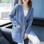 Women's mid-length cardigan for spring and autumn 2021, plus size, loose knitted shawl, versatile sweater.