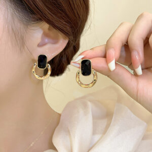 Light Luxury Geometric Square Earrings for Women - Alloy Retro