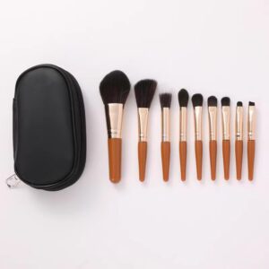 Travel-Ready 9-Piece Makeup Brush Set for Loose Powder & Contour