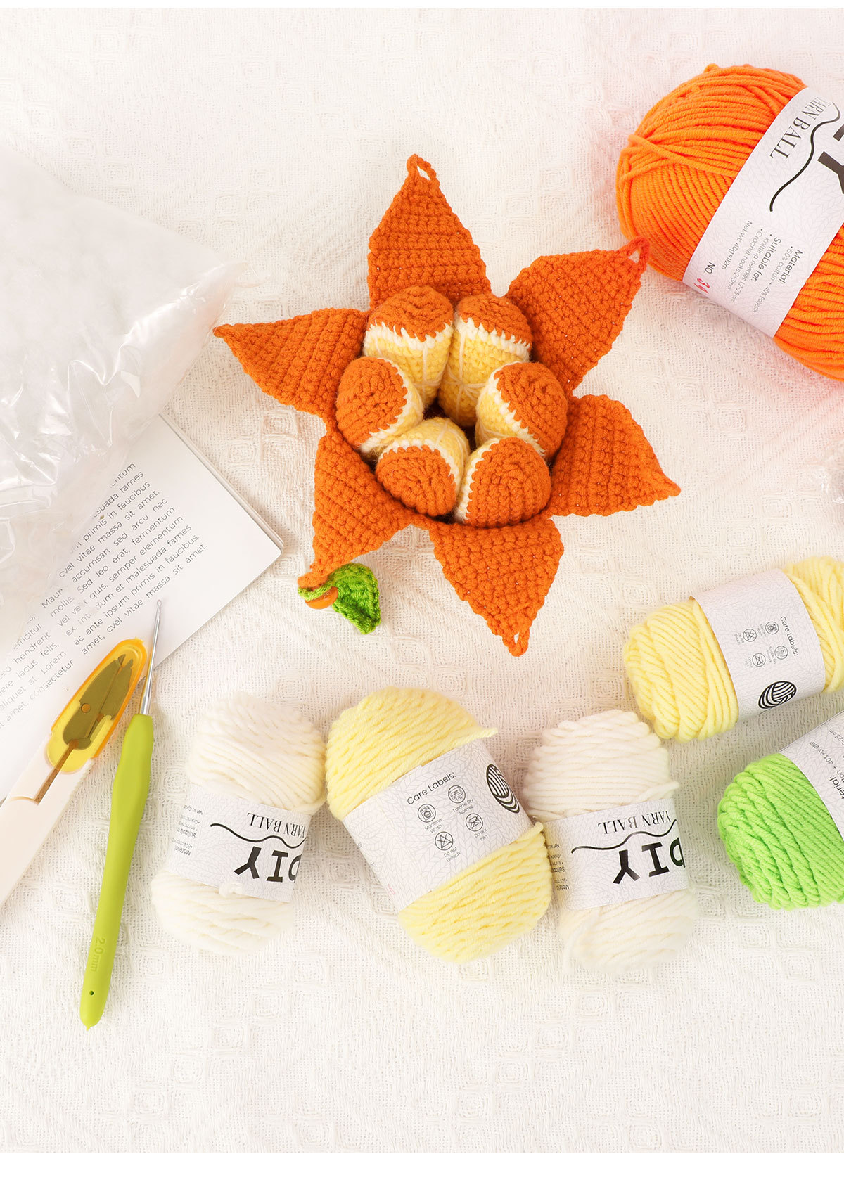 New beginner DIY hand-knitting material kit: Orange pendant yarn crochet set, cultural crochet ornament. New beginner DIY hand-knitting material kit: Orange pendant yarn crochet set, cultural crochet ornament.