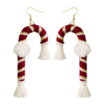 Boho Green Tassel Earrings for Women, Cotton Thread Long Drop