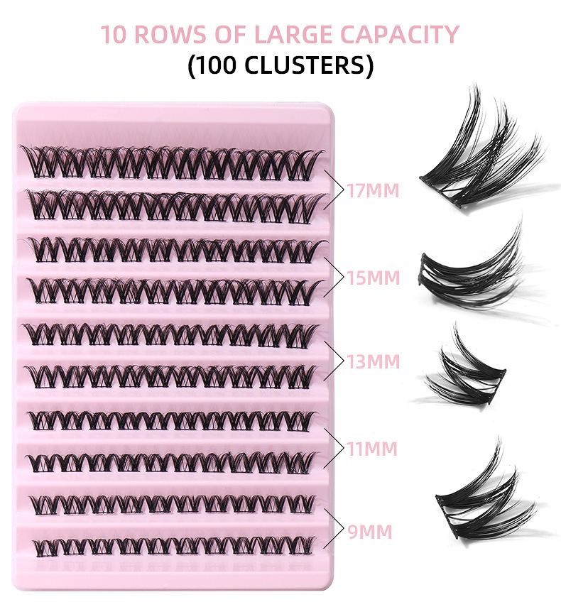 Natural Black Cluster Fake Eyelashes with Segmented Double Tape
