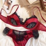Anti-Sagging French Eyelash Lace Lingerie Set for Large Bust