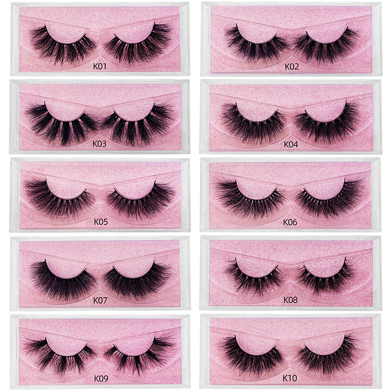New product 5d mink hair fried false eyelashes natural thick style messy curled eyelashes K01-K12 pull-out box
