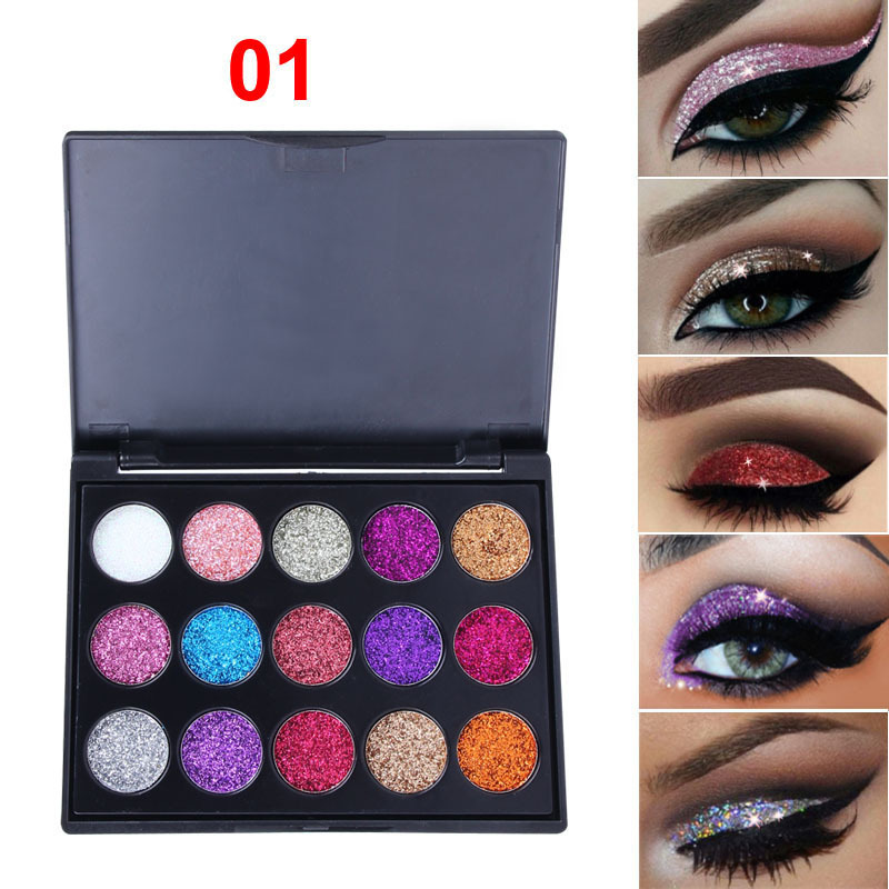 Shimmering 15-Color Diamond Sequin Glitter Eyeshadow Palette