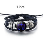 Popular 12 zodiac sign cowhide bracelets, personalized retro woven luminous bracelets for men and women, 12 zodiac sign leather bracelets