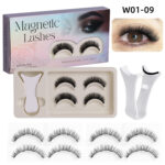 Thick Curled Magnetic False Eyelashes Set, No-Removal + Curler Box