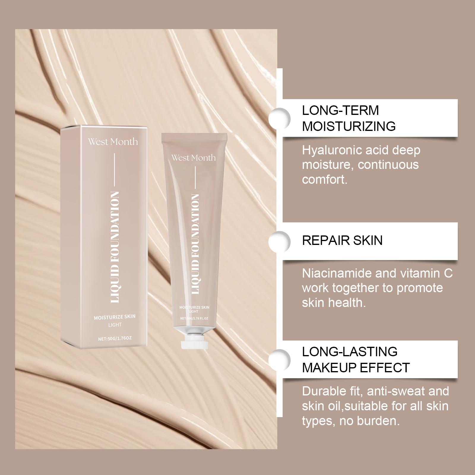 Moisturizing Liquid Foundation for Daily Wear, Hydrating