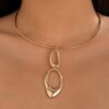 Glossy Open Necklace for Minimalist Spring Style, Gold or Silver