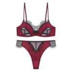 Anti-Sagging French Eyelash Lace Lingerie Set for Large Bust