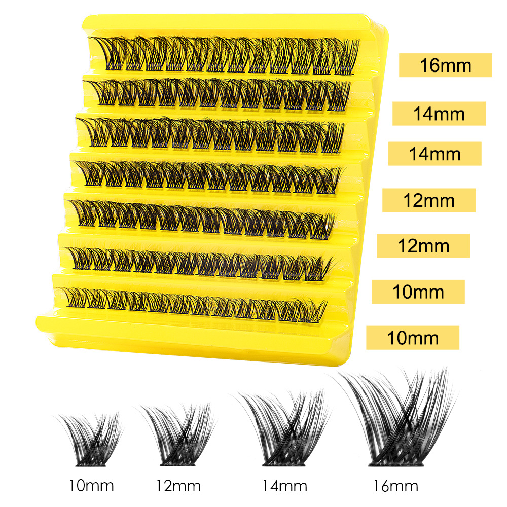 Natural Black Cluster Fake Eyelashes with Segmented Double Tape