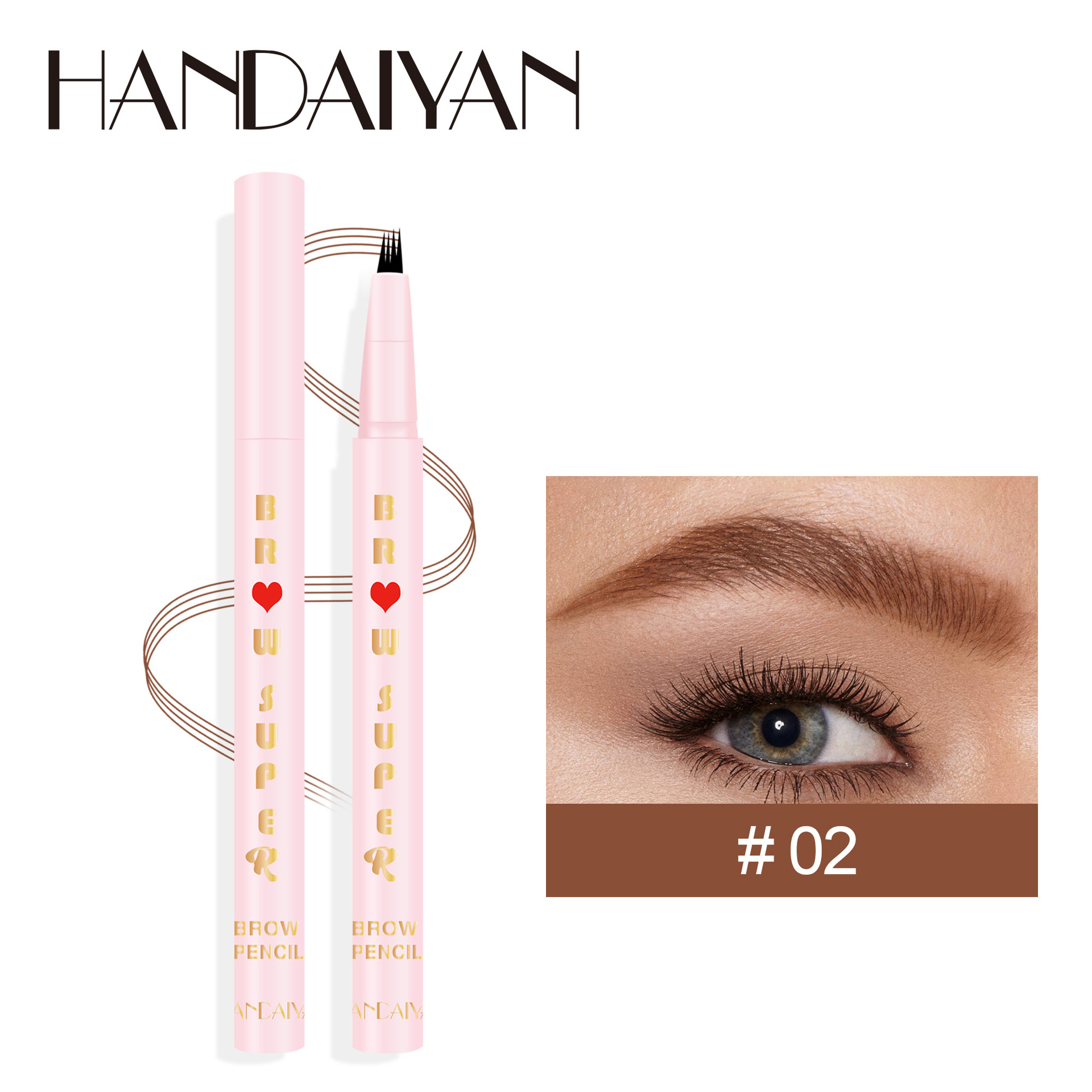 Waterproof Sweat-Proof Eyebrow Pencil with 4-Fork Tip