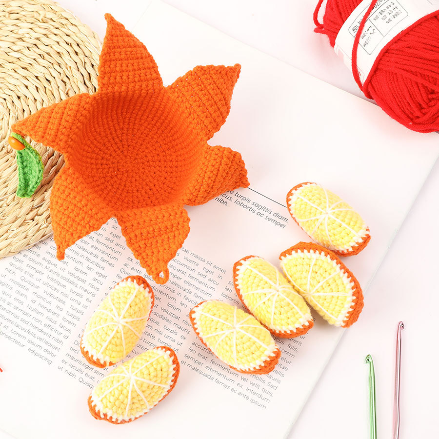 New beginner DIY hand-knitting material kit: Orange pendant yarn crochet set, cultural crochet ornament. New beginner DIY hand-knitting material kit: Orange pendant yarn crochet set, cultural crochet ornament.