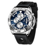 Accurate Quartz Mens Watch with Half-Fan Calendar & Folding Clasp