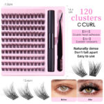 Natural Black Cluster Fake Eyelashes with Segmented Double Tape