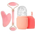 Stainless steel facial ice tray set, portable facial gua sha board, skincare tool, silicone facial ice tray