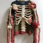 3 D Digital Print Halloween Crewneck Loose Sweater - Chunky Knit