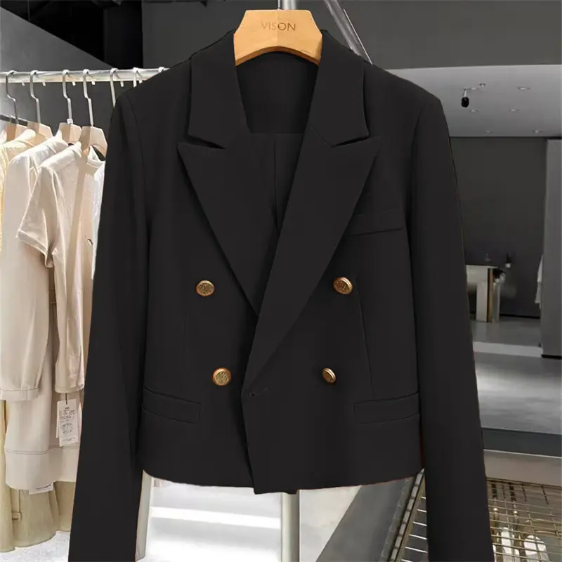 Womens Retro Cropped Western Blazer with Button Details Womens Retro Cropped Western Blazer with Button Details