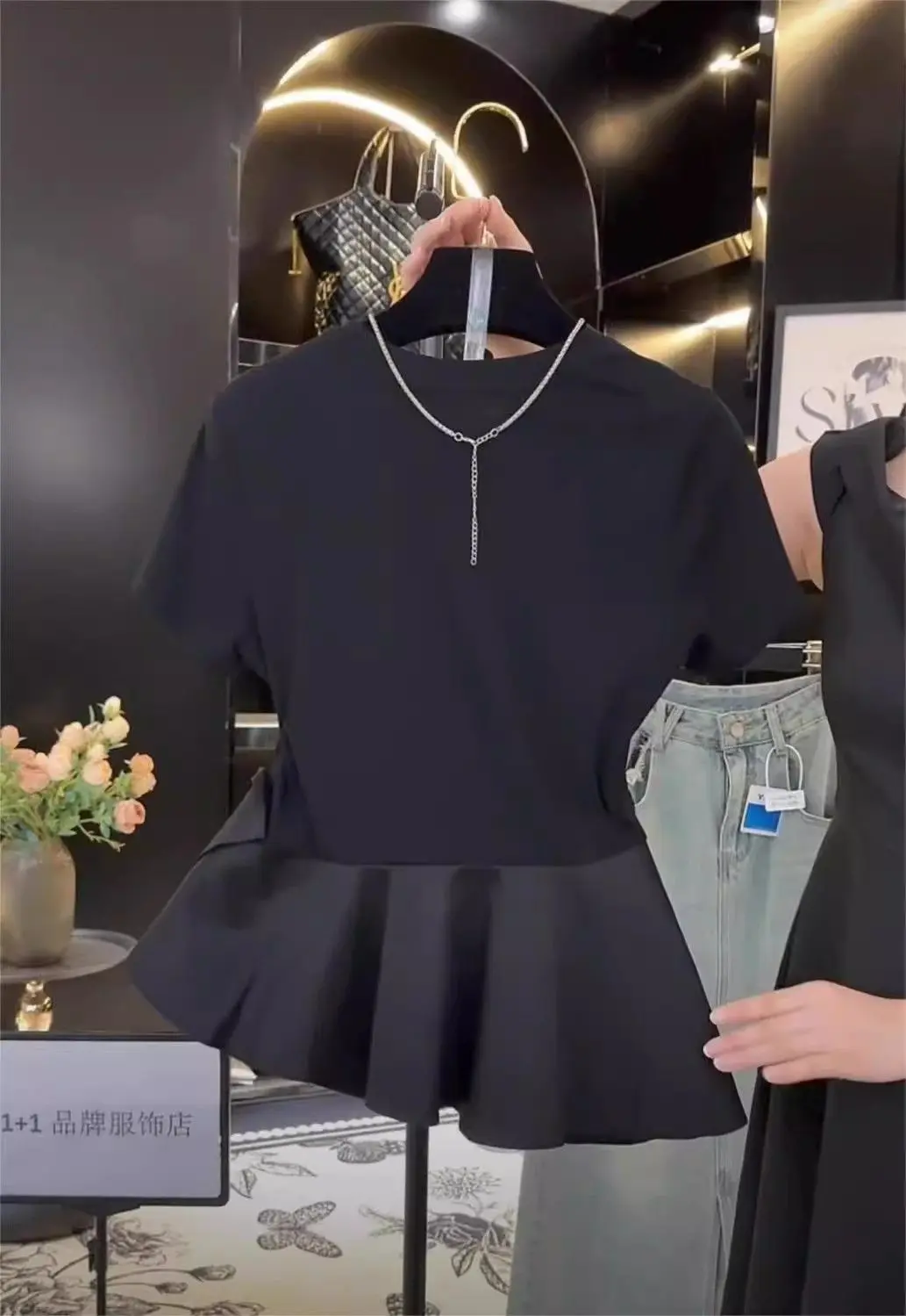 Waist-cinching Slim Fit Bow Detail Short Sleeve T-Shirt