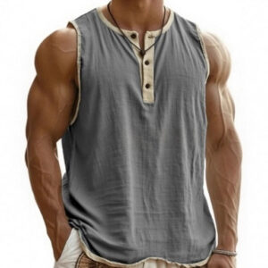 Breathable Pure Cotton Men’s Sleeveless Tank with Sweat Care