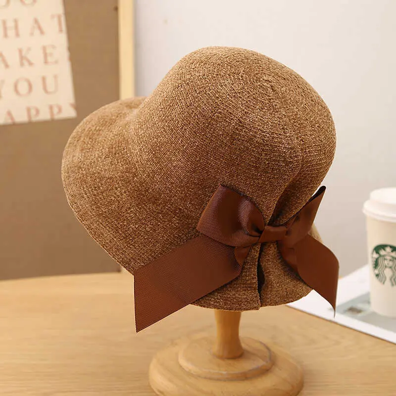 Womens Bow-Knot Fisherman Hat With Smooth Finish for Fall Womens Bow-Knot Fisherman Hat With Smooth Finish for Fall