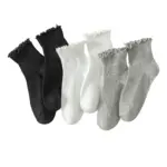 Womens Cute Pleated Ankle Socks Lightweight Cotton Socks