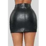Bodycon Fit Black Polyester Short Skirt with Slight Stretch