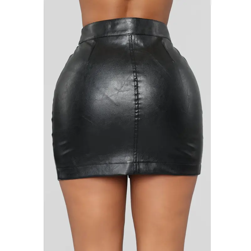 Bodycon Fit Black Polyester Short Skirt with Slight Stretch