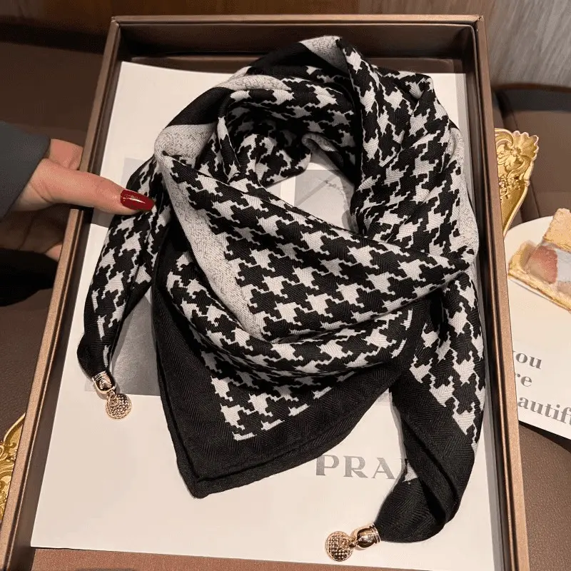Thermal Square Scarf With Magnetic Clasp Triangular Silk Scarf Cotton Neck Warmer For Women