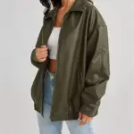 Women's Artificial Leather Plus Size Motorcycle Jacket