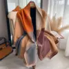 Temperature-Control Faux Cashmere Color-Block Scarf 180 x65 cm
