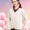 Warm Women’s Thermal Cotton Padded Jacket, Crewneck