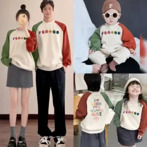 Pumpkin-colored Parent-child Hoodie Without Fleece Lining