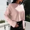 High-waisted Color-block Loose-fitting Cropped Pullover Knit Sweater High-waisted Color-block Loose-fitting Cropped Pullover Knit Sweater