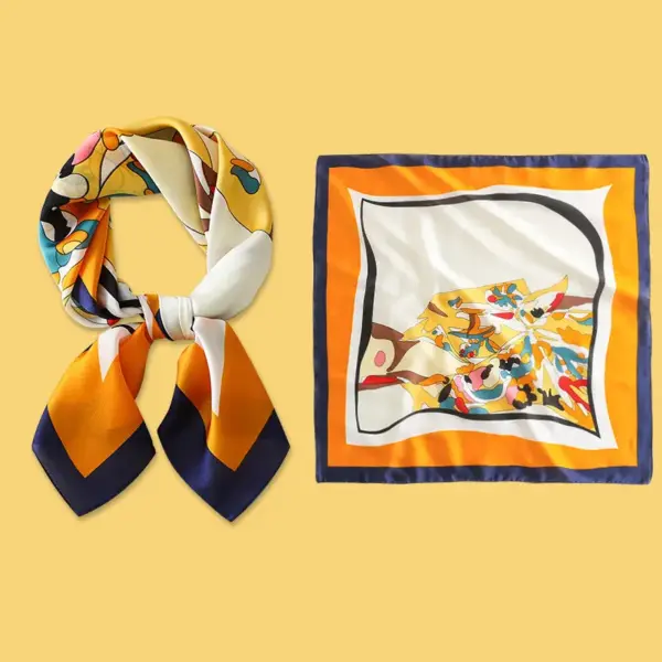 Yellow Small Square Silk Scarf For Women