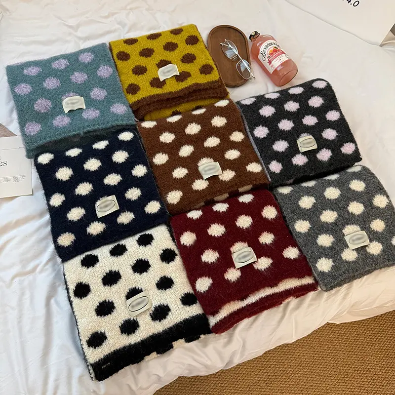 Polka-Dot Scarf for Women with Contrast Wrap Style Polka-Dot Scarf for Women with Contrast Wrap Style