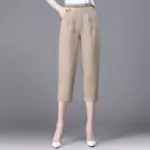 Breathable Linen Harem Pants for Women, High Waist