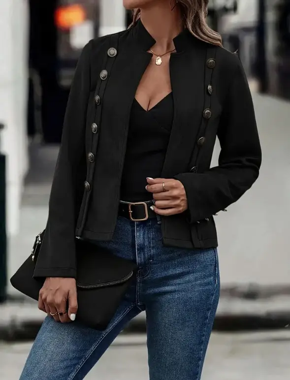 Retro Double-Row Metal Buckle Deerskin Velvet Coat