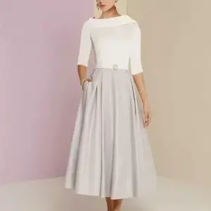 White Off-Shoulder Lace Wedding Dress with Tight Waist