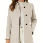 Warm Beige Wool-Blend Women’s Coat for Autumn Winter