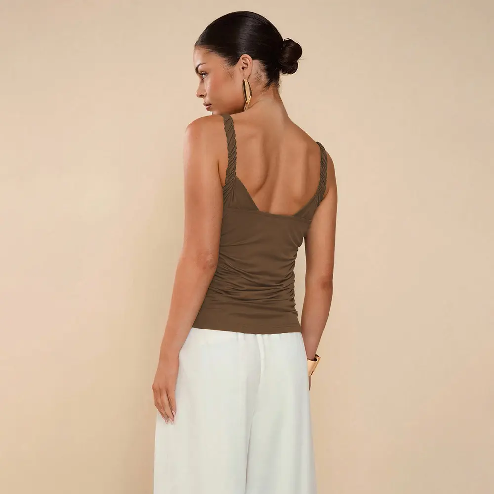 Sleek Slim Fit Women’s Fitted Top with Metal Ring Detail