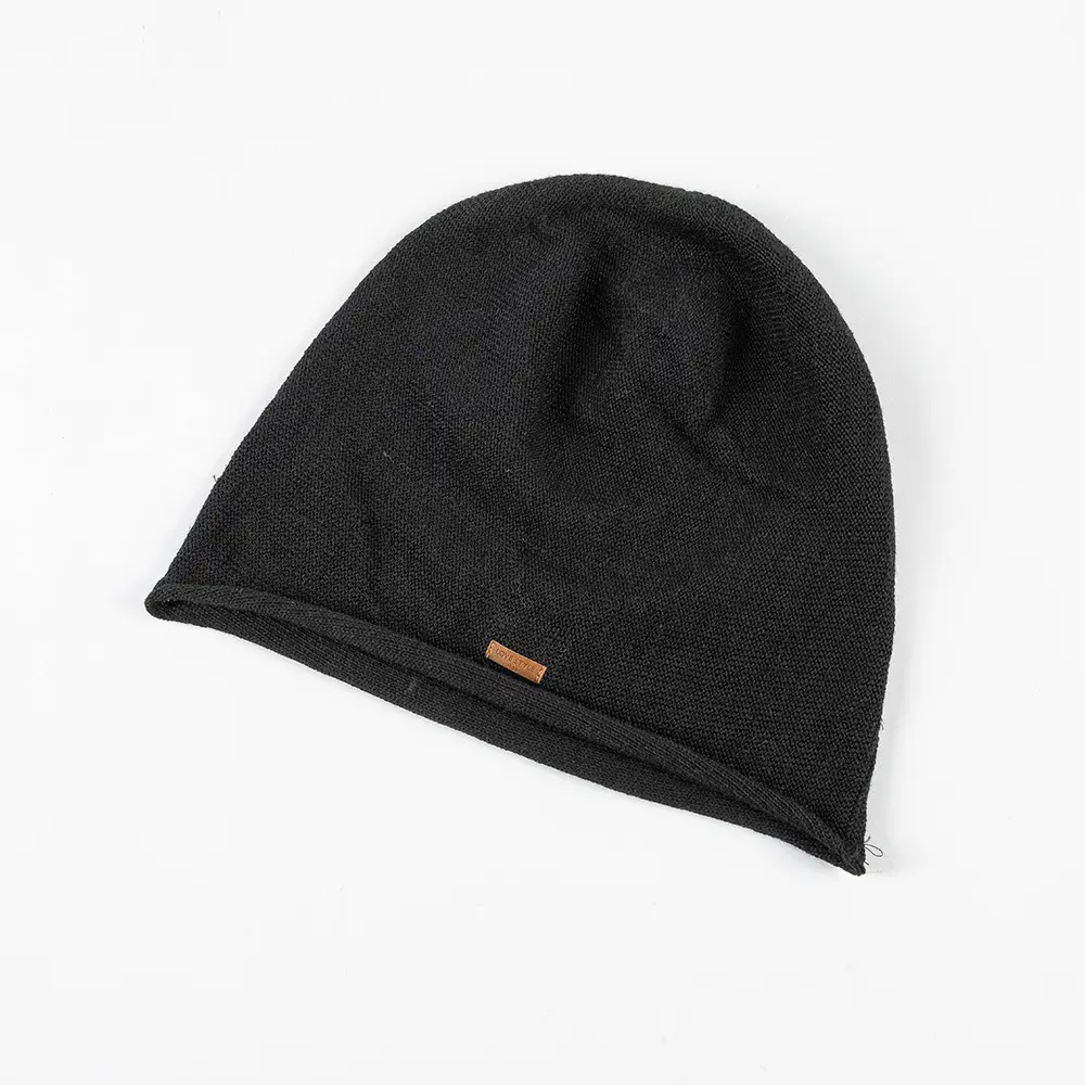 Breathable Knitted Linen Fisherman Hat With A Leather Patch Label