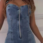 Sleeveless Paneled Zipper Denim Jumpsuit